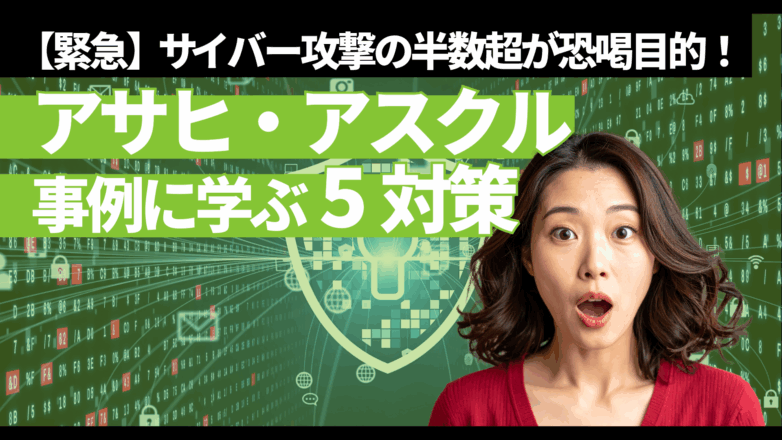 【緊急】サイバー攻撃の半数超が恐喝目的！アサヒ・アスクル事例に学ぶ5対策のイメージサムネイル画像