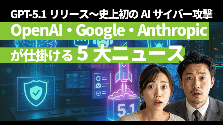 OpenAI、Google、Anthropicが仕掛ける5大ニュース：GPT-5.1リリースから史上初のAIサイバー攻撃までのイメージサムネイル画像