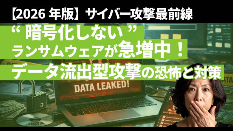 暗号化しないランサムウェアが急増中！データ流出型攻撃の恐怖と対策【2026年版】のイメージサムネイル画像