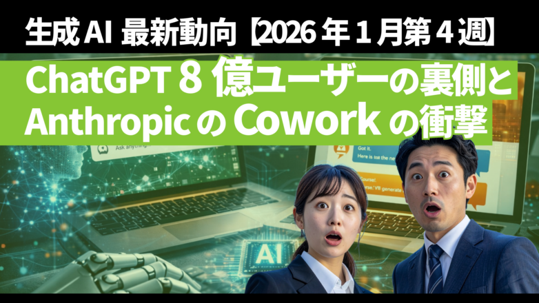 ChatGPT8億ユーザーの裏側とAnthropicのCoworkの衝撃：生成AI最新動向【2026年1月第4週】のイメージサムネイル画像