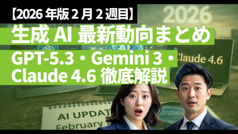 【2026年版2月2週目】生成AI最新動向まとめ｜GPT-5.3・Gemini 3・Claude 4.6徹底解説のイメージサムネイル画像